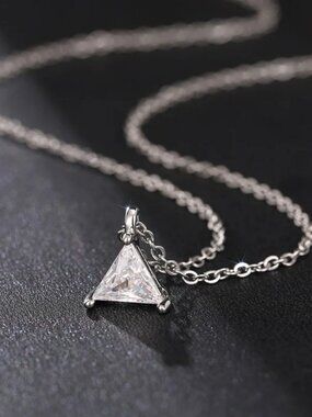 14K White Gold Womens 1ct Solitaire Diamond Pendant Necklace 18" Ladies Jewelry